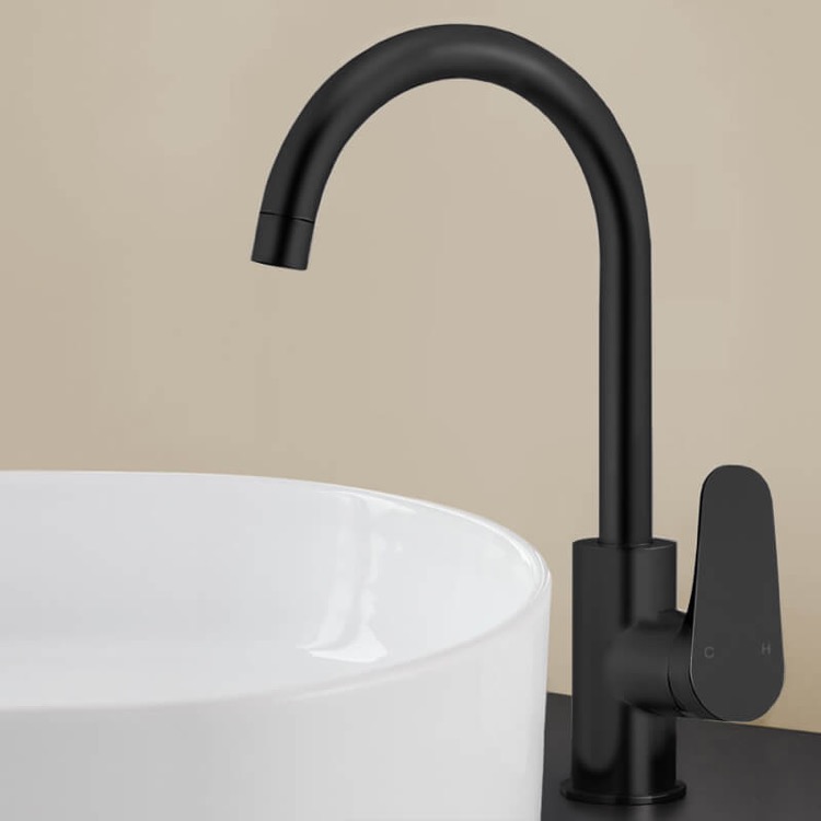 Bathroom Faucet, Remer L72USNL-NO, Matte Black Round Vessel Sink Faucet